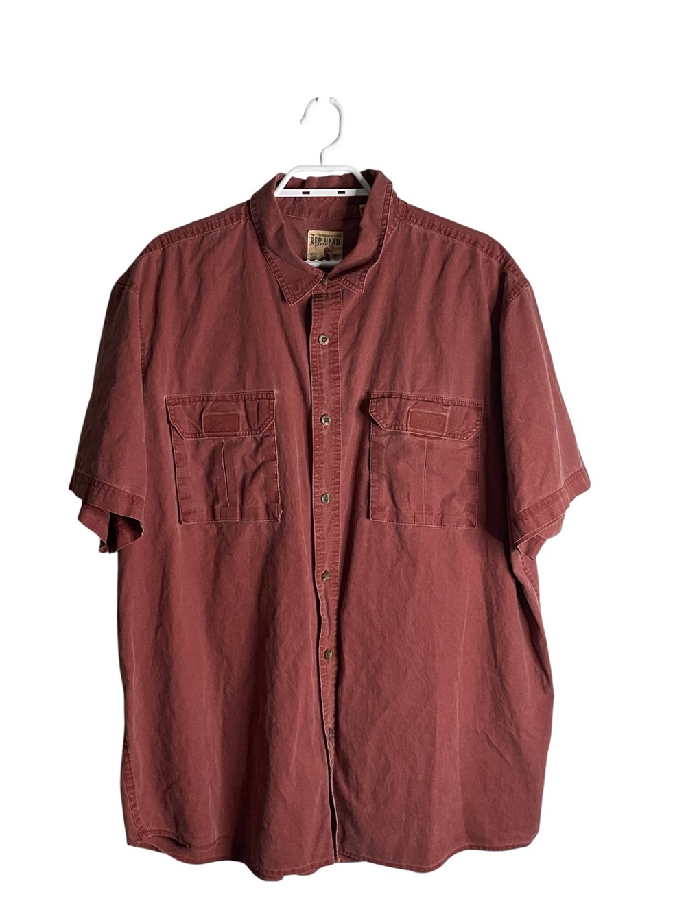 Redhead Brand Men’s Red Short Sleeve Button-Down Casual Shirt